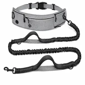 Hands-free dog leash waist belt for running and walking