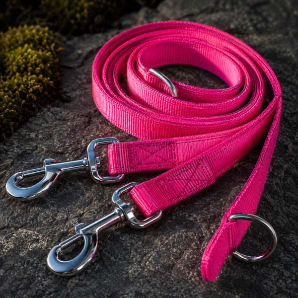 Multi-way round rope dog leash crossbody carry detail