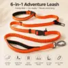 Hands-free dog leash with car seat buckle 6-in-1 bungee