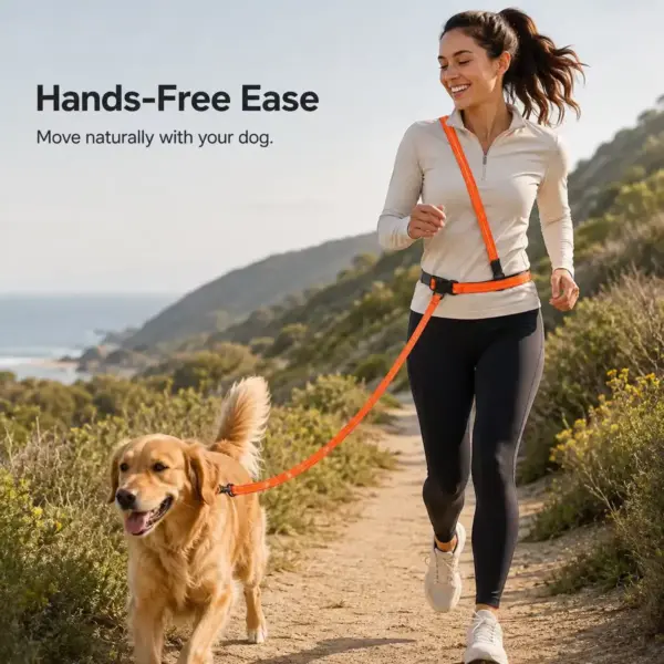 6-in-1 hands-free dog leash waist and traffic handle