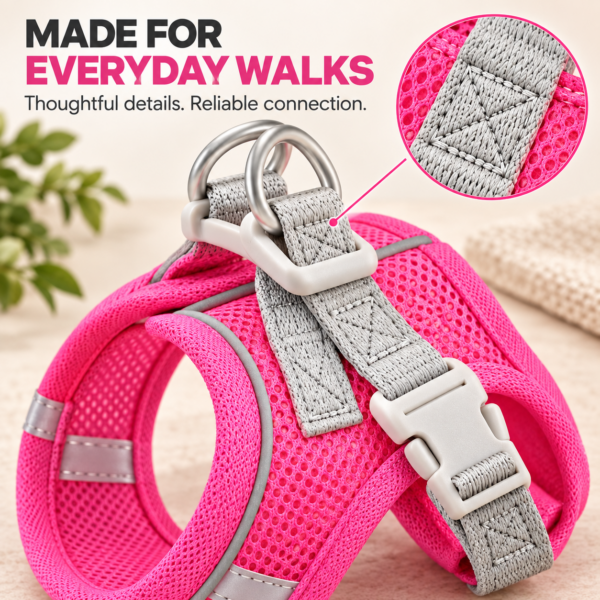 Soft mesh breathable dog harness for small breeds