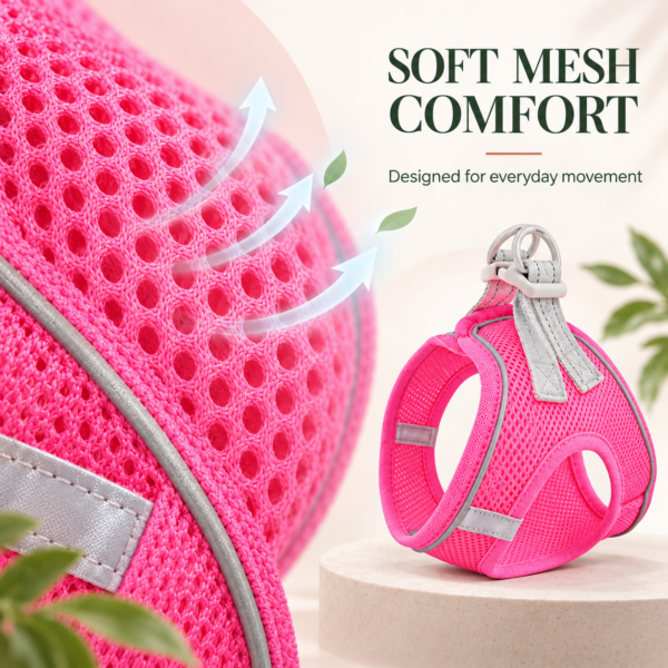 Breathable small dog harness adjustable chest straps