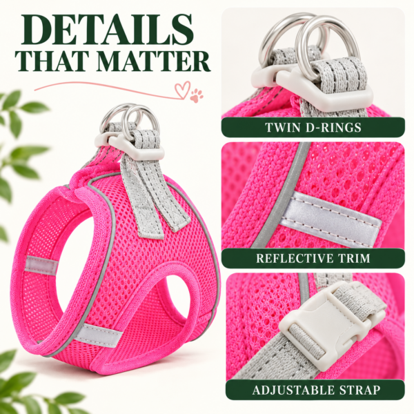 Breathable mesh harness for small dogs everyday walks