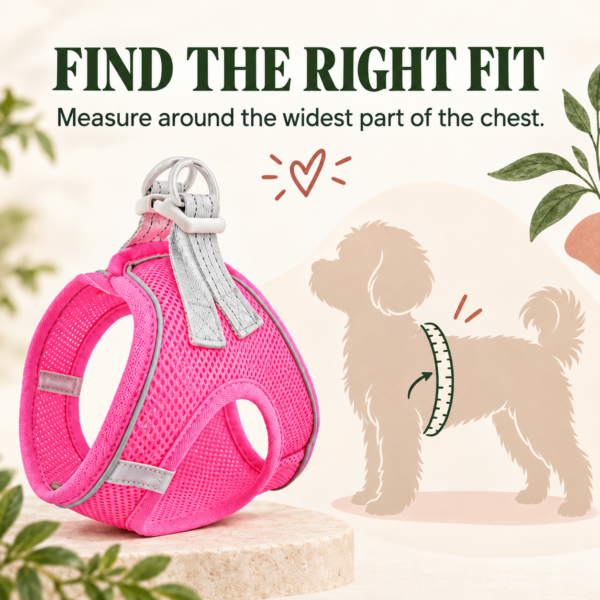 Small dog soft mesh harness size and strap guide