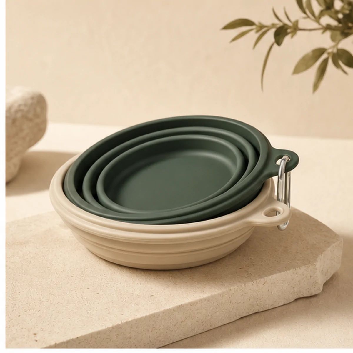 PawFurvia Collapsible Travel Bowl concept visual in PawFurvia forest green premium style
