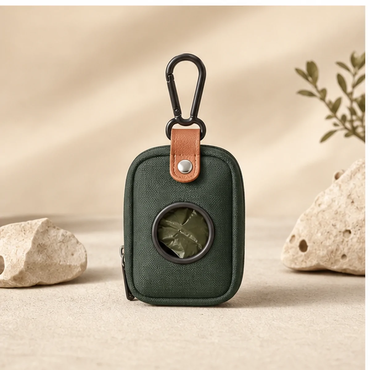 PawFurvia Poop Bag Holder concept visual in PawFurvia forest green premium style