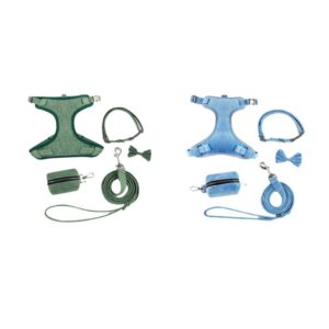 4-Piece Waterproof Dog Harness, Collar, Leash and Poop Bag Holder Set, S–XL