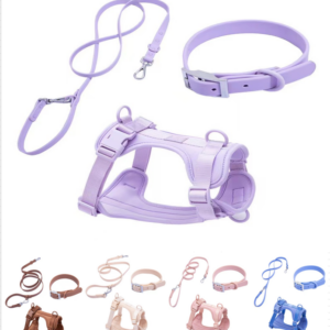 4-Piece Waterproof Dog Harness, Collar, 5 ft Leash and Waste Bag Holder Set