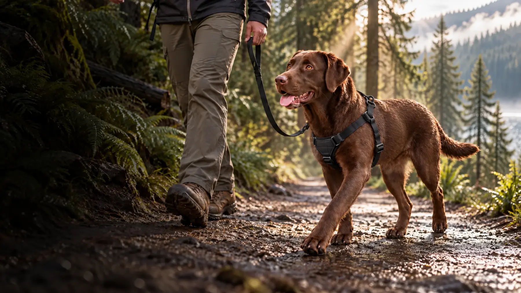 Dog wearing a basic tactical harness