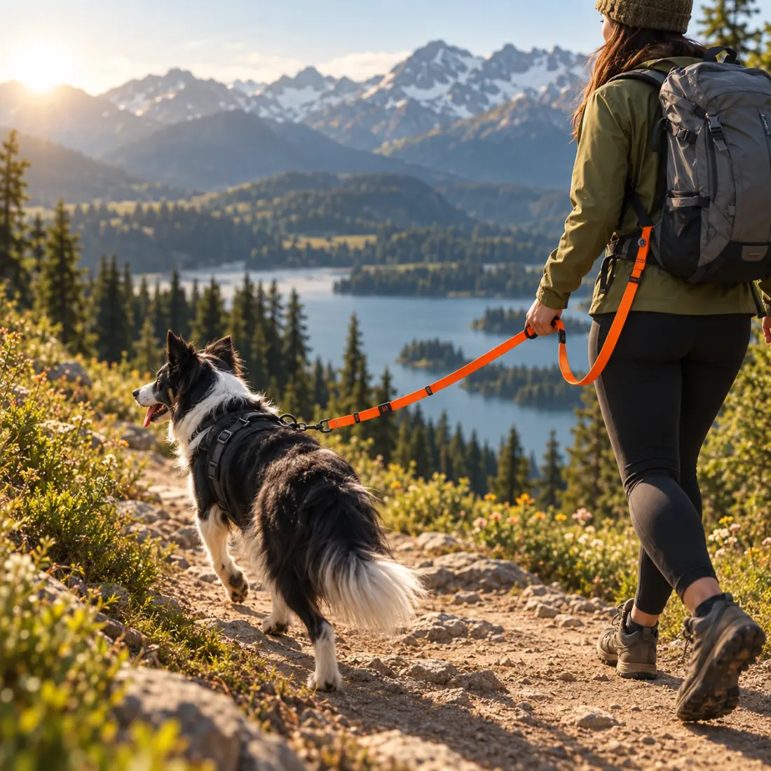 PawFurvia Trail Time scene with dog on a hiking trail and hands-free leash