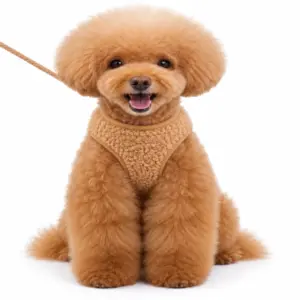 illustration of PawFurvia KLN19084B coffee brown fleece dog harness and leash