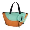 Orange and mint mesh cat bathing travel bag, front product view