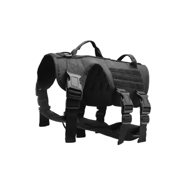 Black tactical no-pull dog harness with adjustable straps