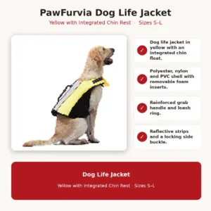 PawFurvia Dog Life Jacket – Chin Float, Multiple Colors, Sizes S–L - features