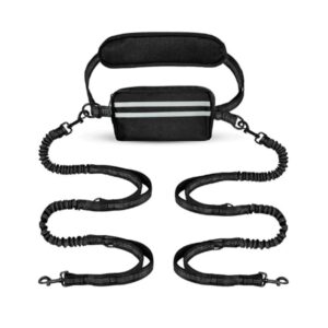 PawFurvia Dual Hands-Free Waist Leash for Two-Dog Walks